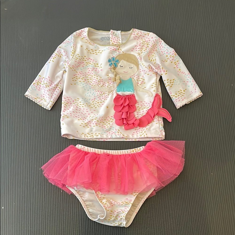Mermaid Rash Guard Set with Pink Tutu